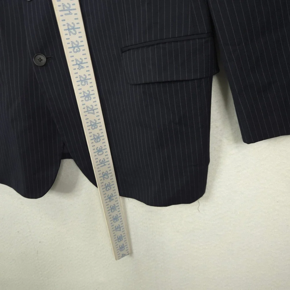 Loro Piana Pinstripe Blazer Men 46R Navy Blue Wool Super 120s Union Made USA